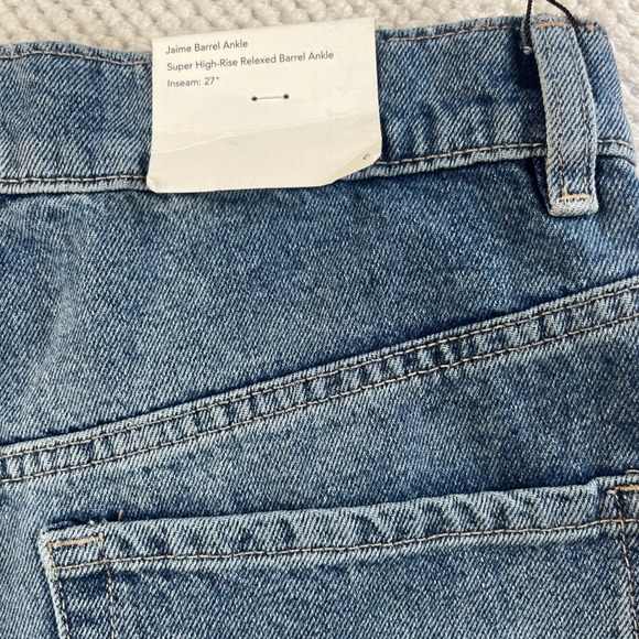 Jason Wu Jaime Barrel Ankle Jeans Super High Rise Relaxed Blue Denim Size 6 27 - Picture 8 of 10